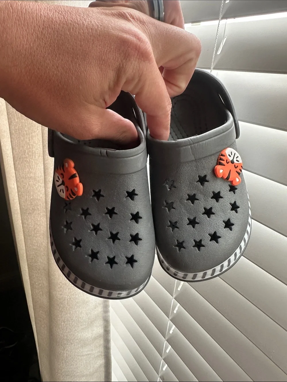 Koala Kids Gray Slip-On Clog with Tiger Charm